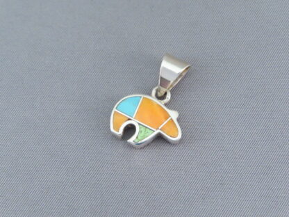 Colorful Multi-Stone Inlay Bear Pendant (small)