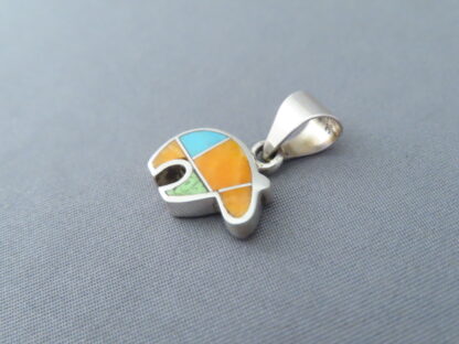 Colorful Multi-Stone Inlay Bear Pendant (small)