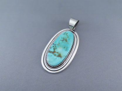 Large Turquoise Mountain Turquoise Pendant by Leonard Nez (Navajo)