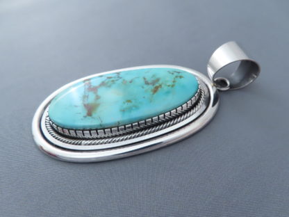 Large Turquoise Mountain Turquoise Pendant by Leonard Nez (Navajo)