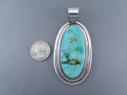 Large Turquoise Mountain Turquoise Pendant by Leonard Nez (Navajo)