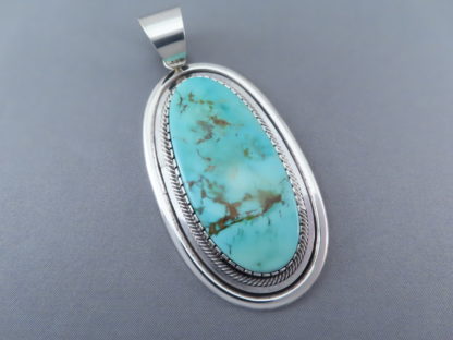 Large Turquoise Mountain Turquoise Pendant by Leonard Nez (Navajo)