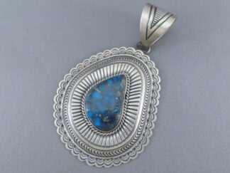 Shop Turquoise Jewelry - LARGE Persian Turquoise pendant by Navajo Indian jeweler, Arnold Blackgoat $2,150- FOR SALE