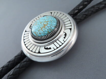 #8 Turquoise Bolo Tie by Leonard Nez