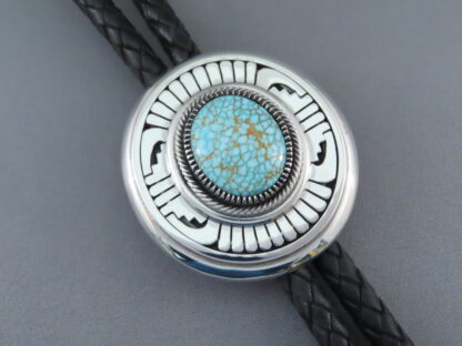 #8 Turquoise Bolo Tie by Leonard Nez