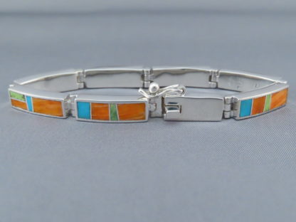 Colorful Multi-Stone Inlay Link Bracelet