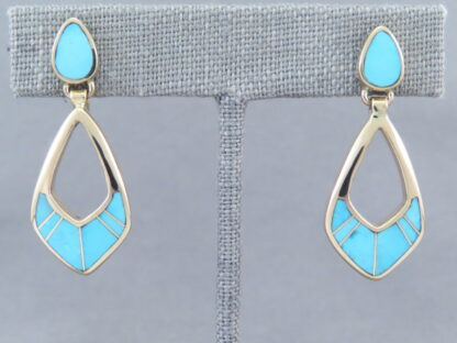 Turquoise Inlay 14kt Gold Earrings