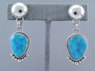 Buy Turquoise Jewelry - Candelaria Turquoise Earrings by Native American jeweler, Artie Yellowhorse $275- FOR SALE