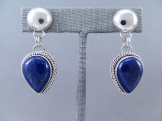 Shop Native American Jewelry - Dangling Post Lapis Earrings by Navajo Indian jeweler, Artie Yellowhorse FOR SALE $285-