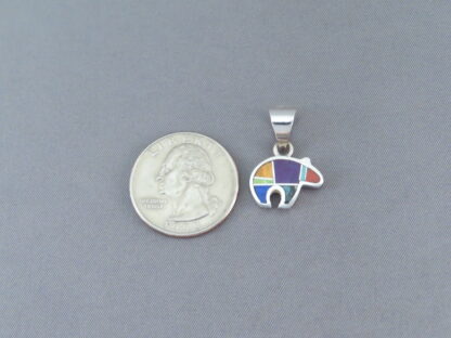 Inlaid Multi-Color Bear Pendant  (small)