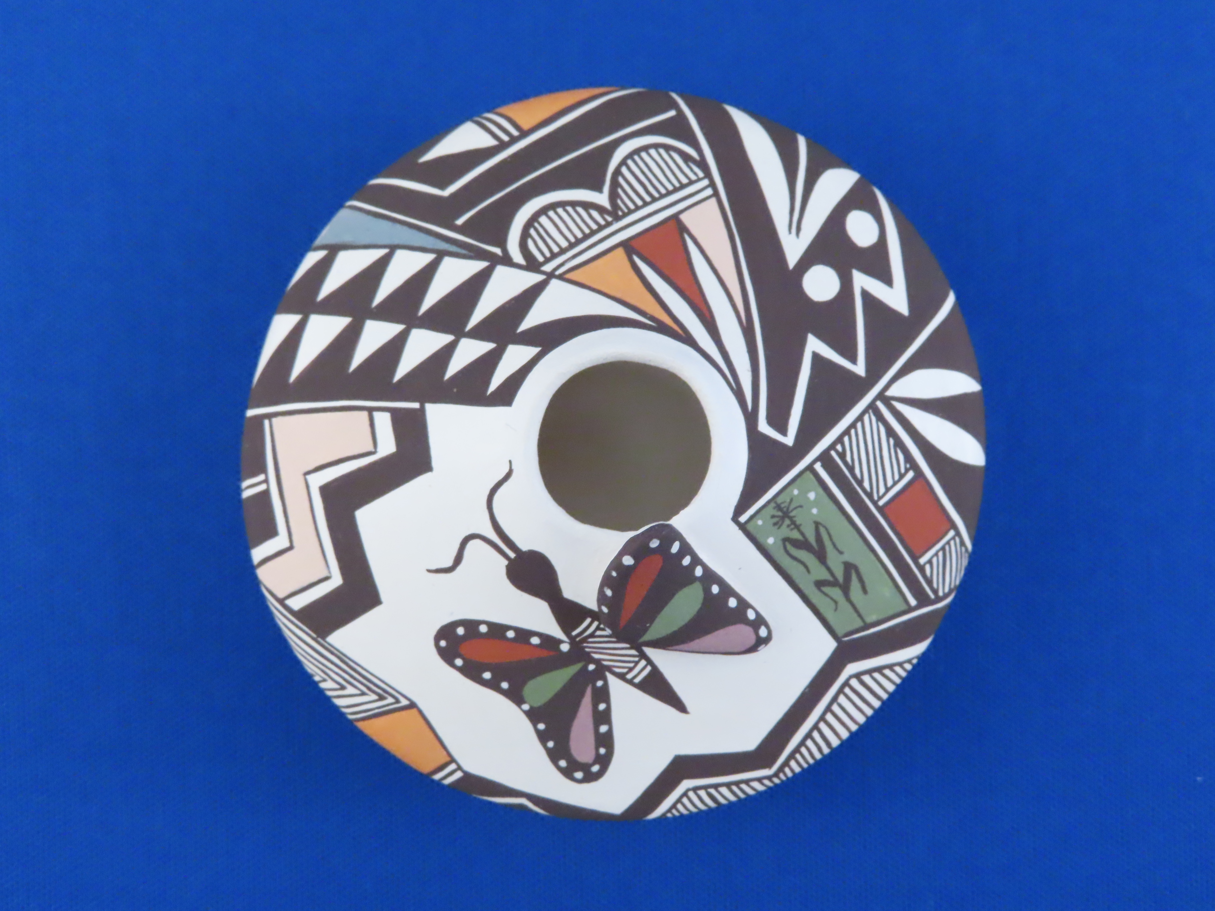 Seed Pot with Butterfly by Carolyn Concho (Acoma pottery)