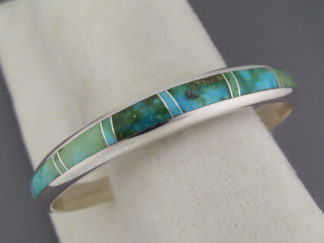 Shop Turquoise Jewelry - Sonoran Gold Turquoise Inlay Cuff Bracelet by Native American Jeweler, Peterson Chee $395- FOR SALE