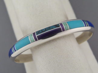 Inlaid Multi-Stone Bracelet Cuff