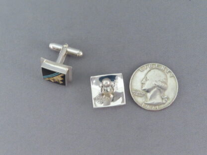 Finely Inlaid Multi-Stone with Turquoise Inlay Cufflinks