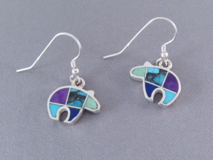 Inlaid Multi-Stone BEAR Earrings