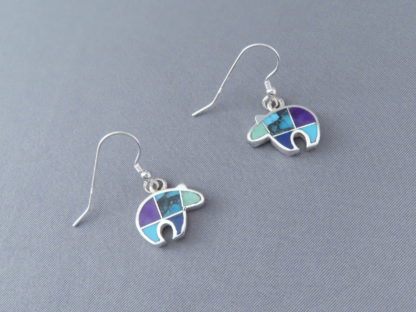 Inlaid Multi-Stone BEAR Earrings