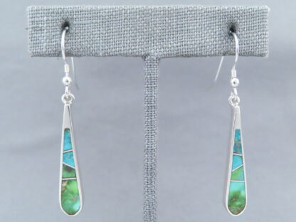 Green Turquoise Inlay Earrings (Longer Hooks)