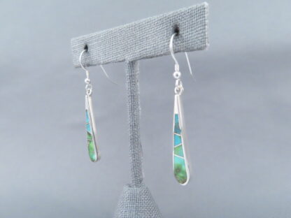 Green Turquoise Inlay Earrings (Longer Hooks)