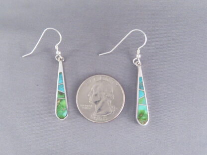 Green Turquoise Inlay Earrings (Longer Hooks)