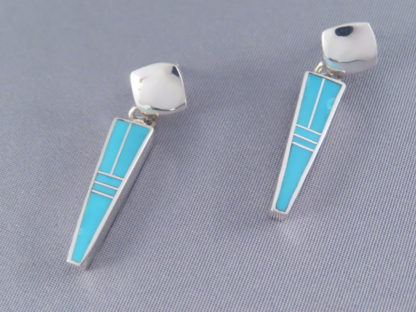 Turquoise Inlay Earrings (Dangling Posts)