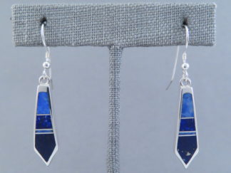 Buy Native American Jewelry - Long Dangling Lapis Earrings by Navajo Jeweler, Charles Willie FOR SALE $150-