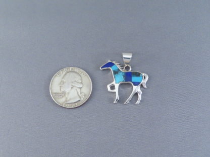 Turquoise & Lapis Inlay Horse Pendant – Medium Size