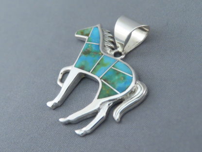 Larger Horse Pendant with Turquoise Inlay