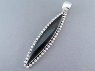 Eye-Catching Black Onyx & Sterling Silver Pendant (Long!)