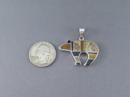 Multi-Stone Inlay Bear Pendant