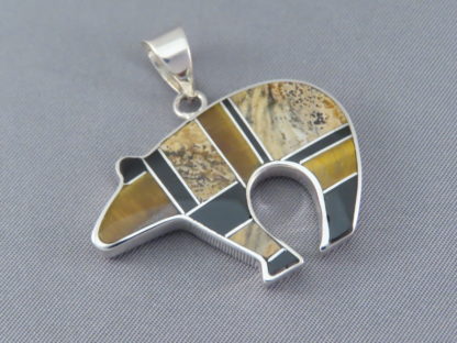 Multi-Stone Inlay Bear Pendant