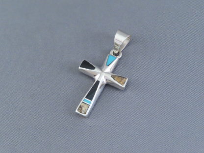 Multi-Stone Inlay Cross Pendant featuring Turquoise