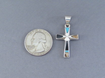 Multi-Stone Inlay Cross Pendant featuring Turquoise