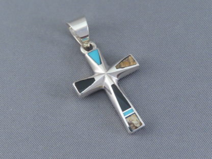 Multi-Stone Inlay Cross Pendant featuring Turquoise