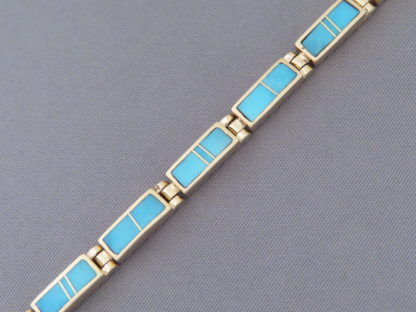 14kt Gold & Turquoise Inlay Link Bracelet