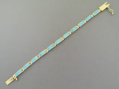 14kt Gold & Turquoise Inlay Link Bracelet