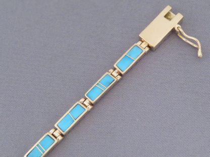 14kt Gold & Turquoise Inlay Link Bracelet