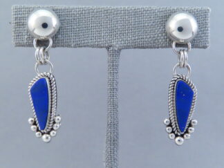 Smaller Dangling Post Lapis Earrings by Native American Navajo Indian jewelry artist, Artie Yellowhorse $275- FOR SALE