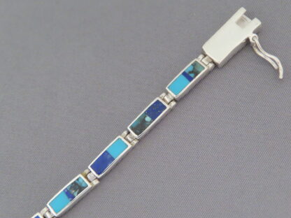 Turquoise and Lapis Inlay Link Bracelet (smaller)