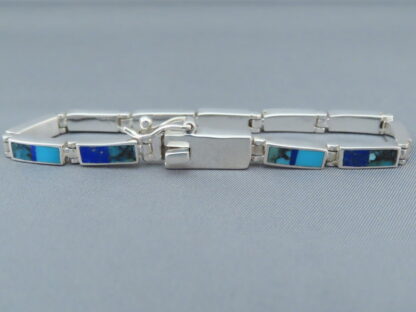 Turquoise and Lapis Inlay Link Bracelet (smaller)