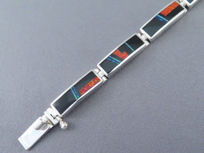 Multi-Stone Link Bracelet with Inlaid Opal & Turquoise