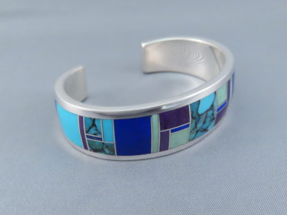 Inlaid Multi-Stone Cuff Bracelet