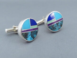 Buy Cufflinks with Inlay - Inlaid Multi-Stone CuffLinks by Native American (Navajo) jeweler, Pete Chee $240- FOR SALE