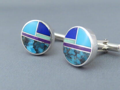 Inlaid Multi-Stone Cufflinks