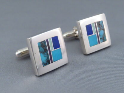 Inlaid Multi-Stone Cufflinks