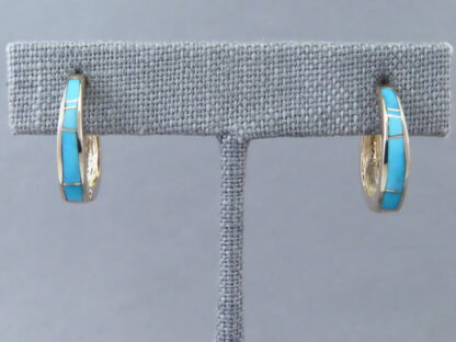 14kt Gold & Turquoise Inlay Earrings (light-weight)
