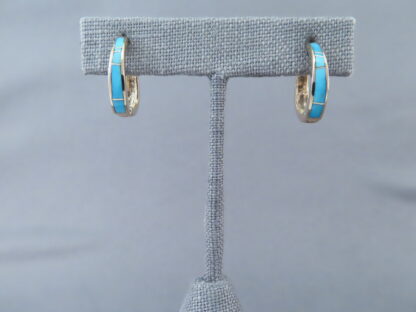 14kt Gold & Turquoise Inlay Earrings (light-weight)