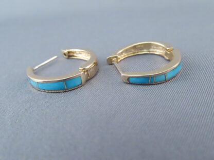 14kt Gold & Turquoise Inlay Earrings (light-weight)