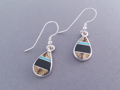 Multi-Stone Inlay Earrings with Turquoise – Teardrops