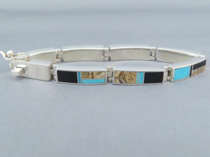 Multi-Stone Inlay Link Bracelet featuring Turquoise