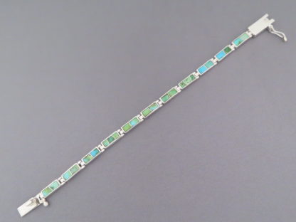Green Turquoise Inlay Link Bracelet (smaller)